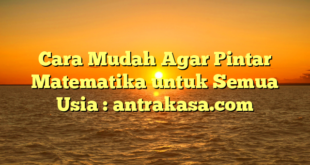 Cara Mudah Agar Pintar Matematika untuk Semua Usia : antrakasa.com